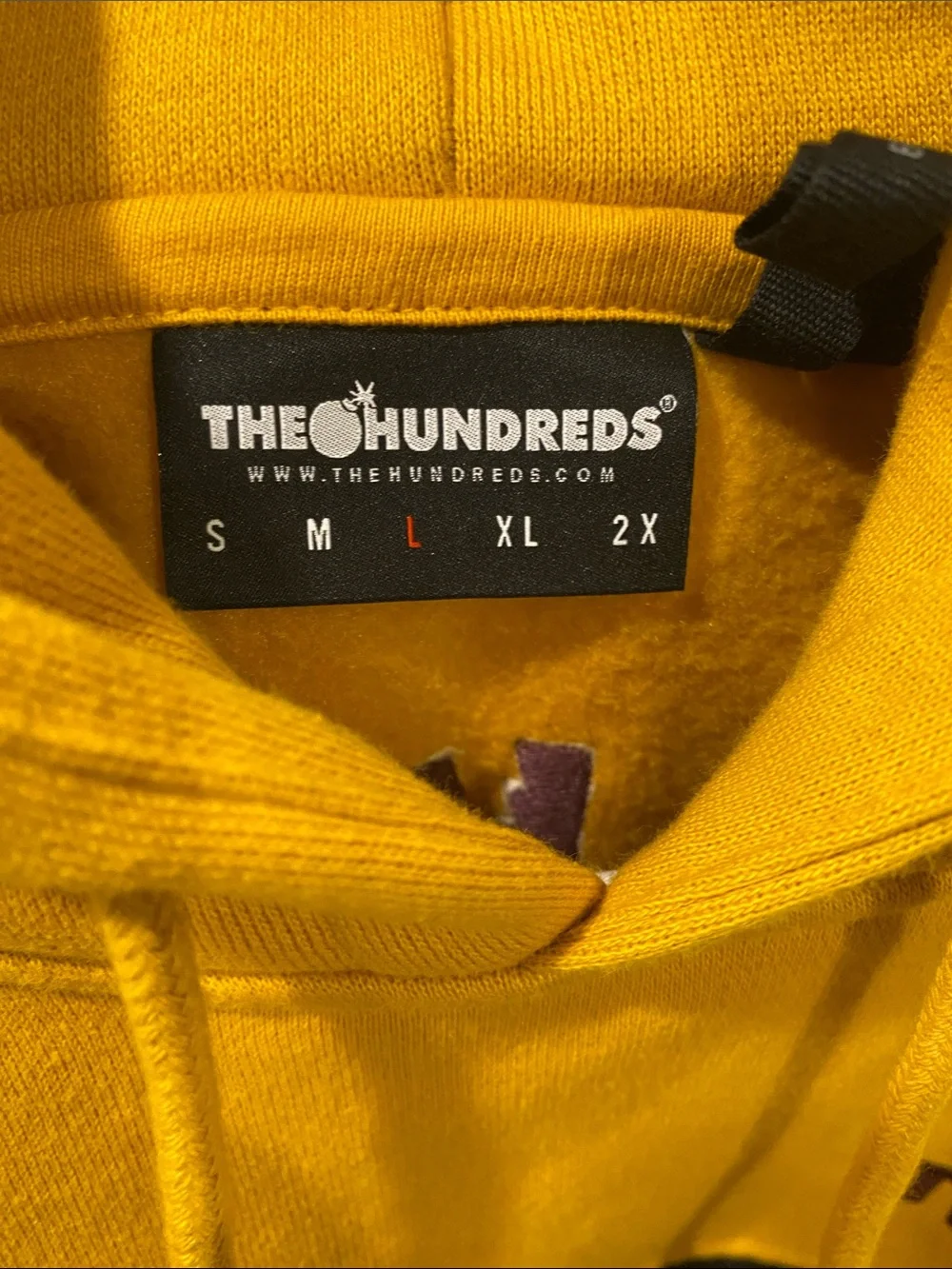 The Hundreds Yellow Hoodie with Black & Maroon Stripes men’s L